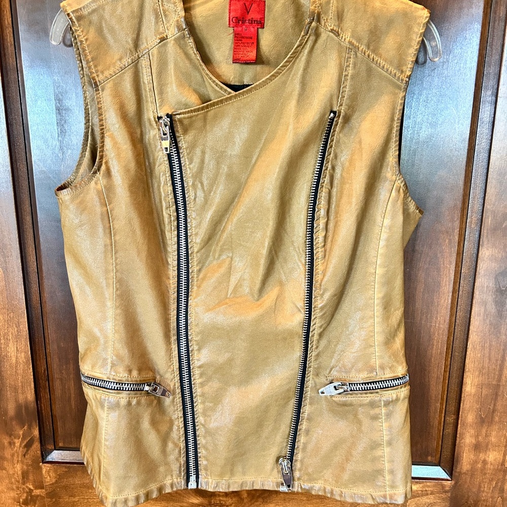 Christina Tan Leather Sleeveless Moto Vest - Picture 3 of 6